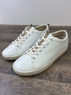 Vionic Paisley White Leather Sneakers Women’s Size 7.5 Comfort Support Lace Up